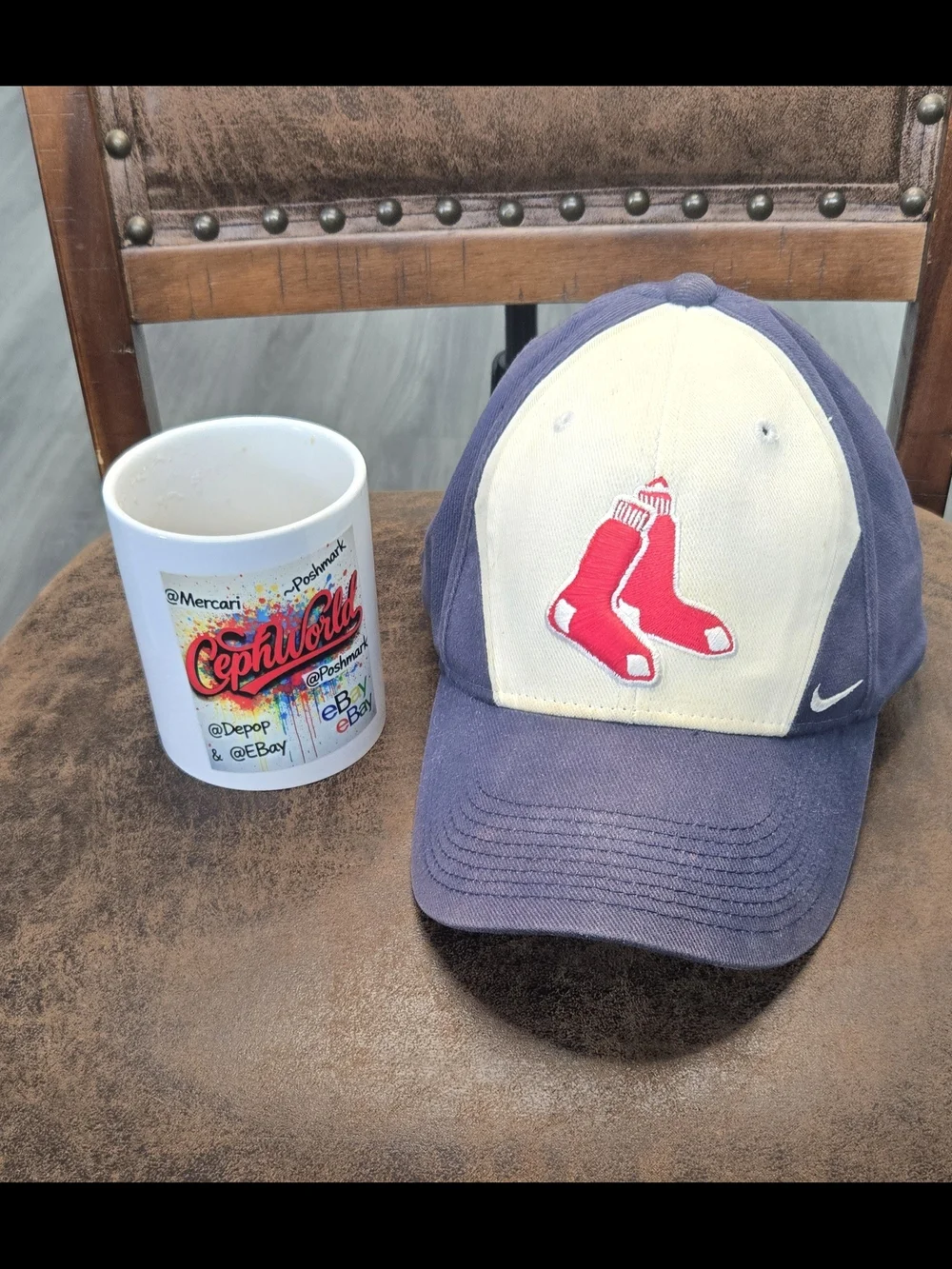 Vintage Y2K Nike Boston Red Sox Sock Logo Swoosh Flex Fitted Hat Cap OSFA #646